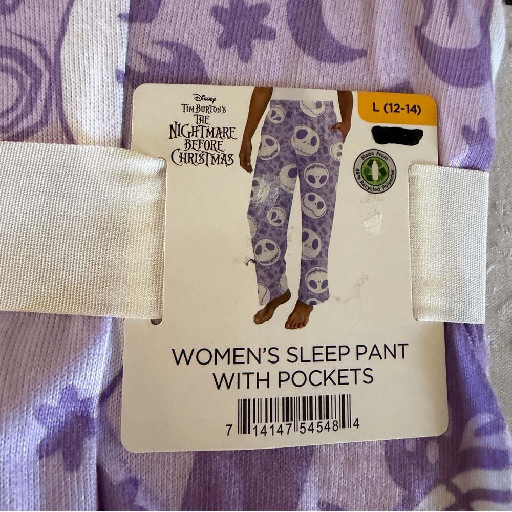 NWT Disney Nightmare Before Christmas Pajama Sleep Pants Purple Sz L Gorgeous